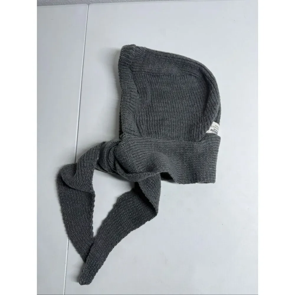 Knitted Winter Balaclava Thickened One-Piece Scarf Cap Hooded Y2K One Size Gray